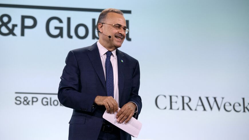 Saudi Aramco President & CEO Amin Nasser speaks during the CERAWeek oil summit in Houston, Texas, on March 18, 2024. 